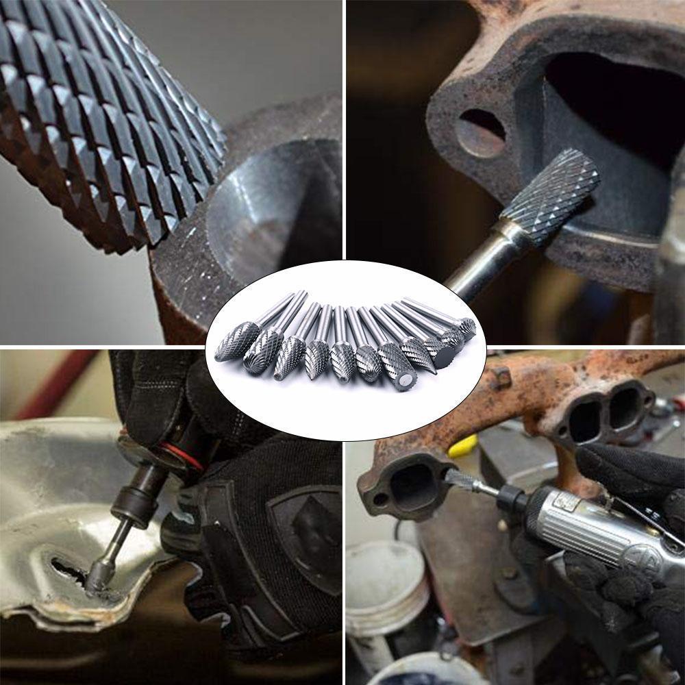 10-Piece Tungsten Steel Rotary Burr Set for Tools