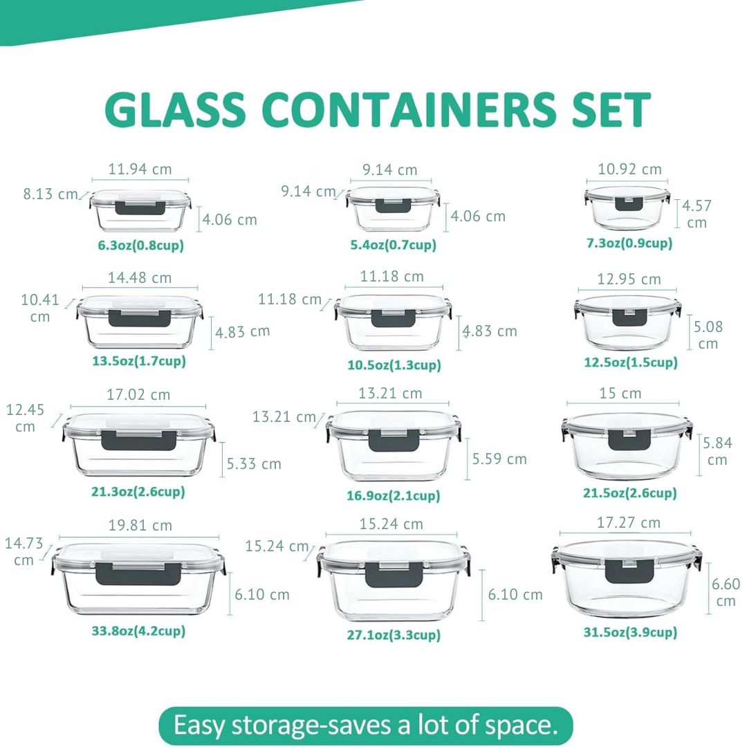 24-Piece Airtight Glass Food Storage Set
