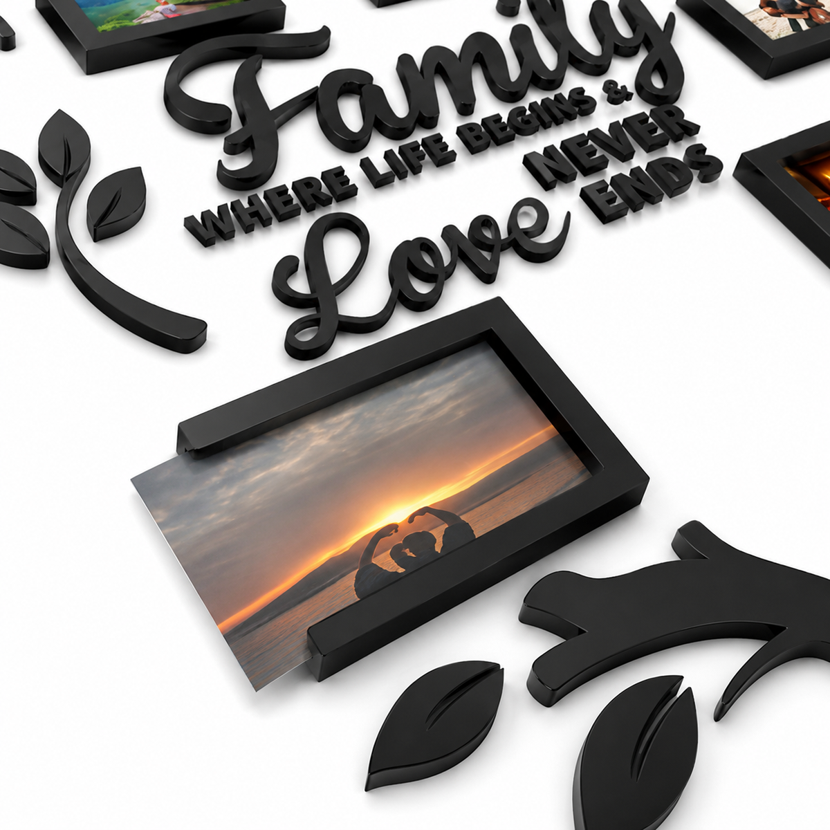 3D Acrylic Family Tree Wall Decor with 11 Photo Frames