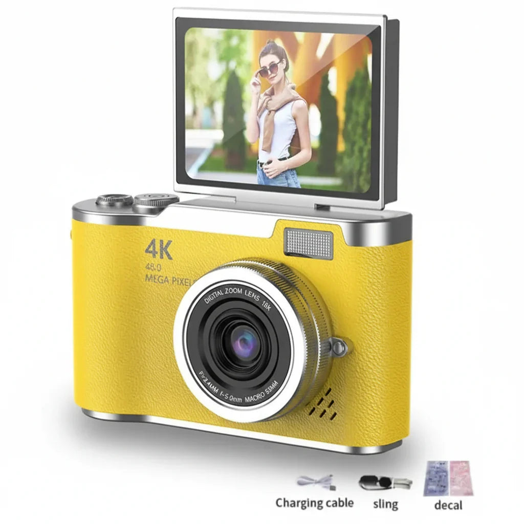 4K Compact Digital Camera with Flip Screen, 48MP and 8X Zoom for Photo and Video