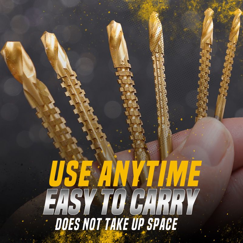 6-Piece Titanium-Coated High-Speed Steel Drill Bit Set with Teeth