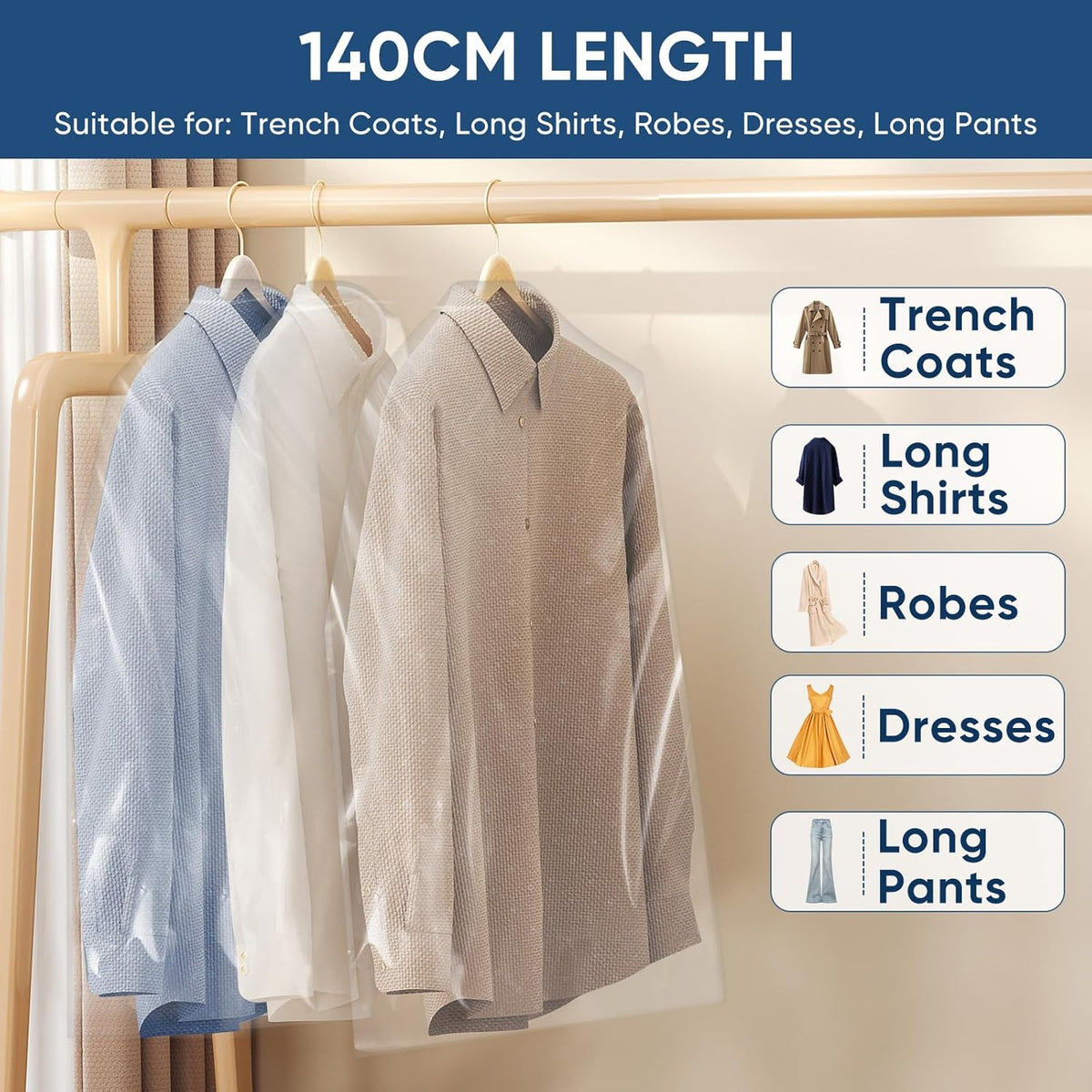 Clear Garment Bag Set – Protective Clothes Covers for Travel