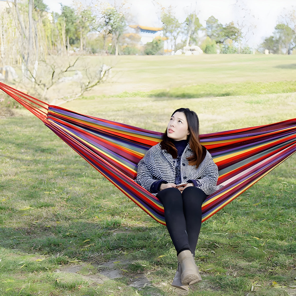 Comfortable Hammock Swing - Thick Striped Fabric