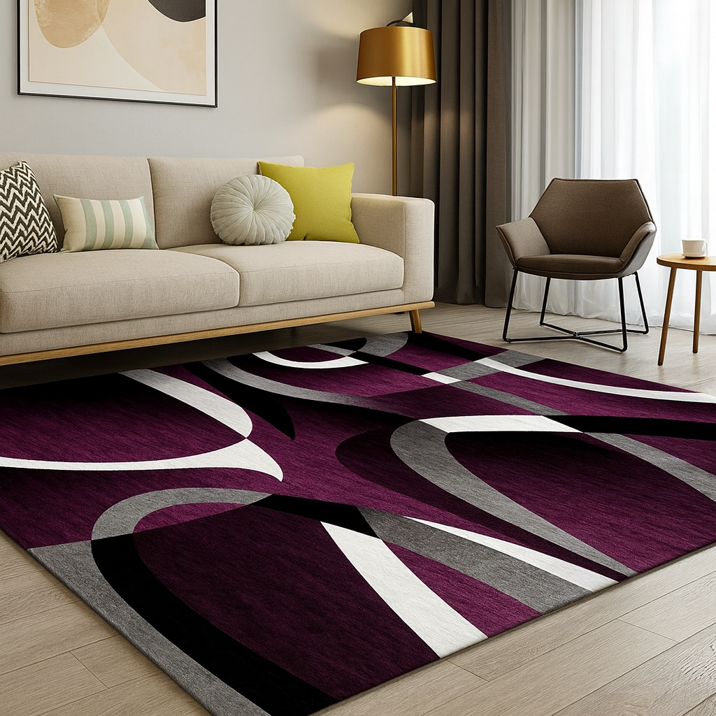 Contemporary Geometric Polyester Rug