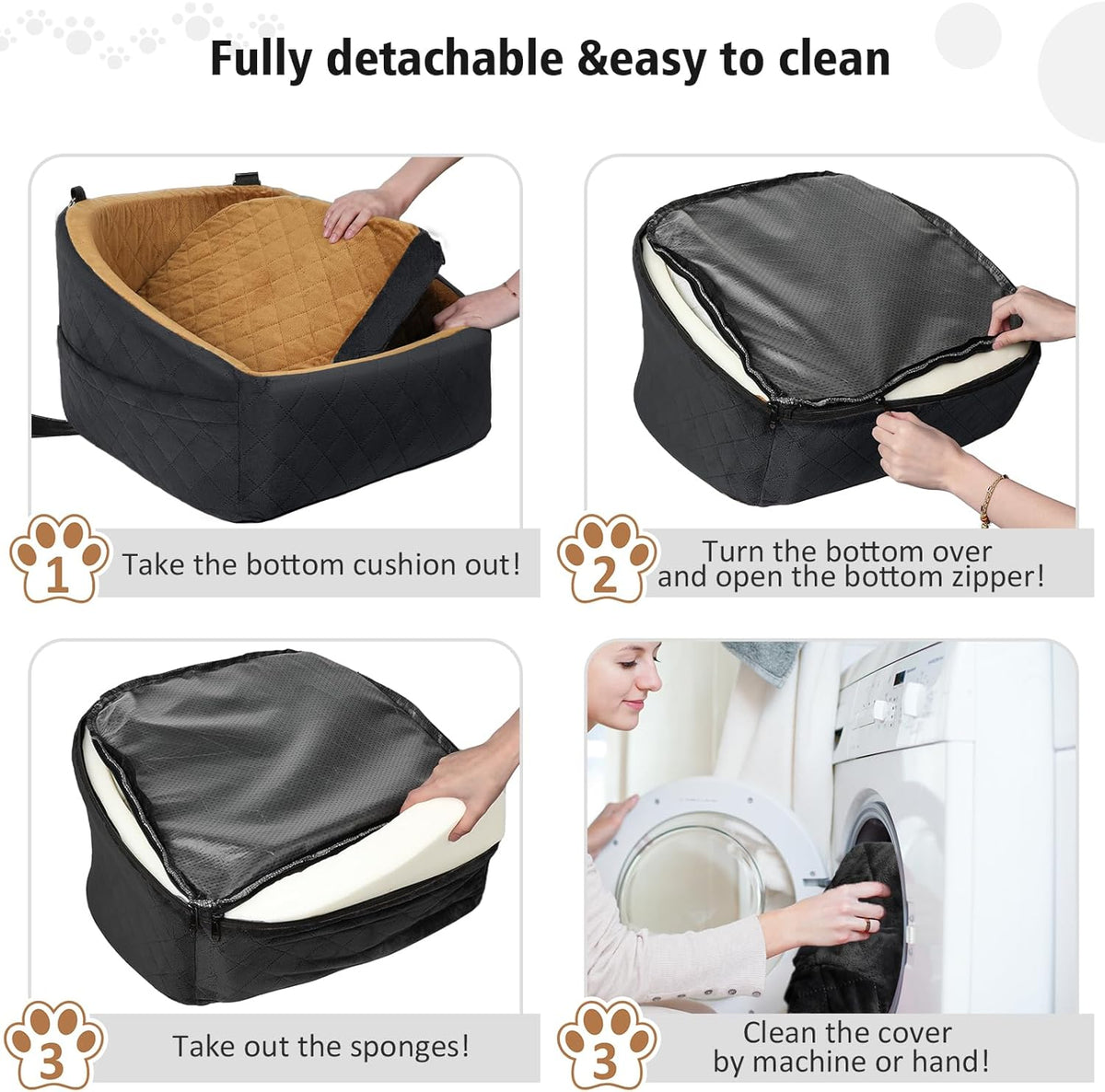 Dog Car Seat with Seat Belt and Storage Compartments