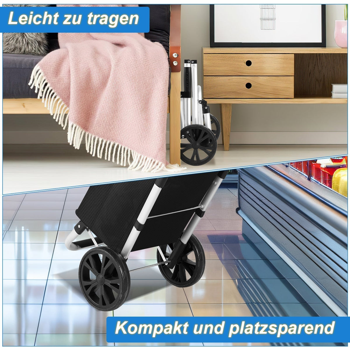 Foldable Shopping Trolley Cart 40L