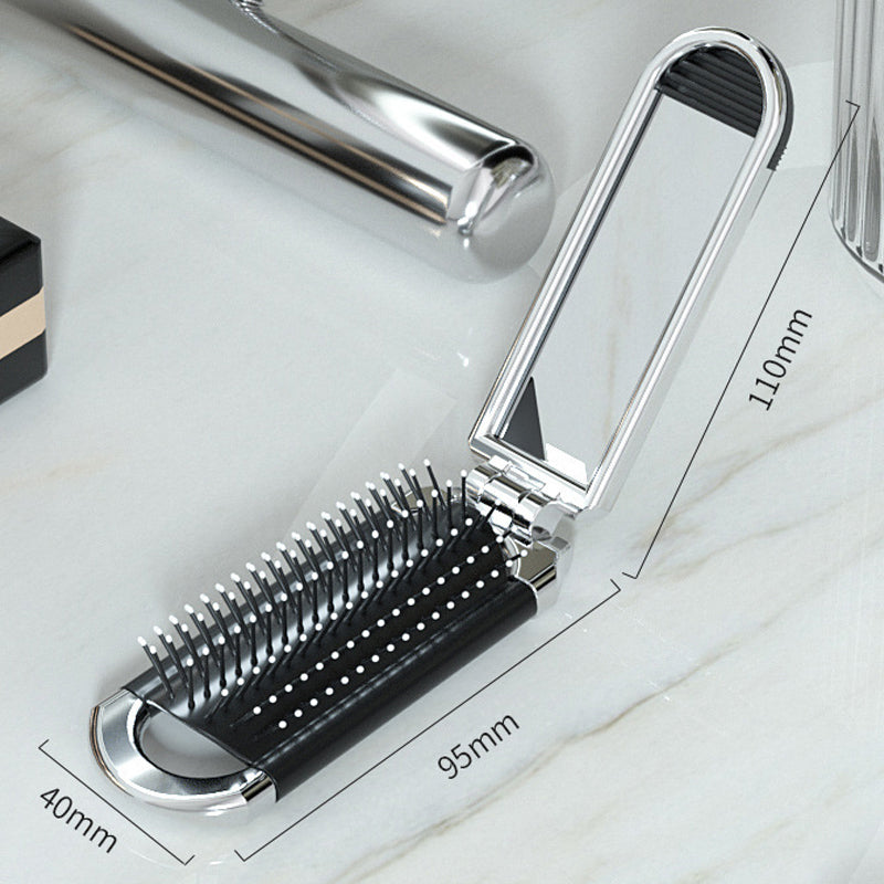 Foldable Travel Hair Brush with Mirror – Compact Styling Brush on the Go