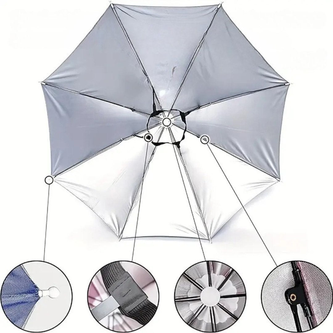 Foldable UV-Blocking Umbrella Hat with Wide Canopy
