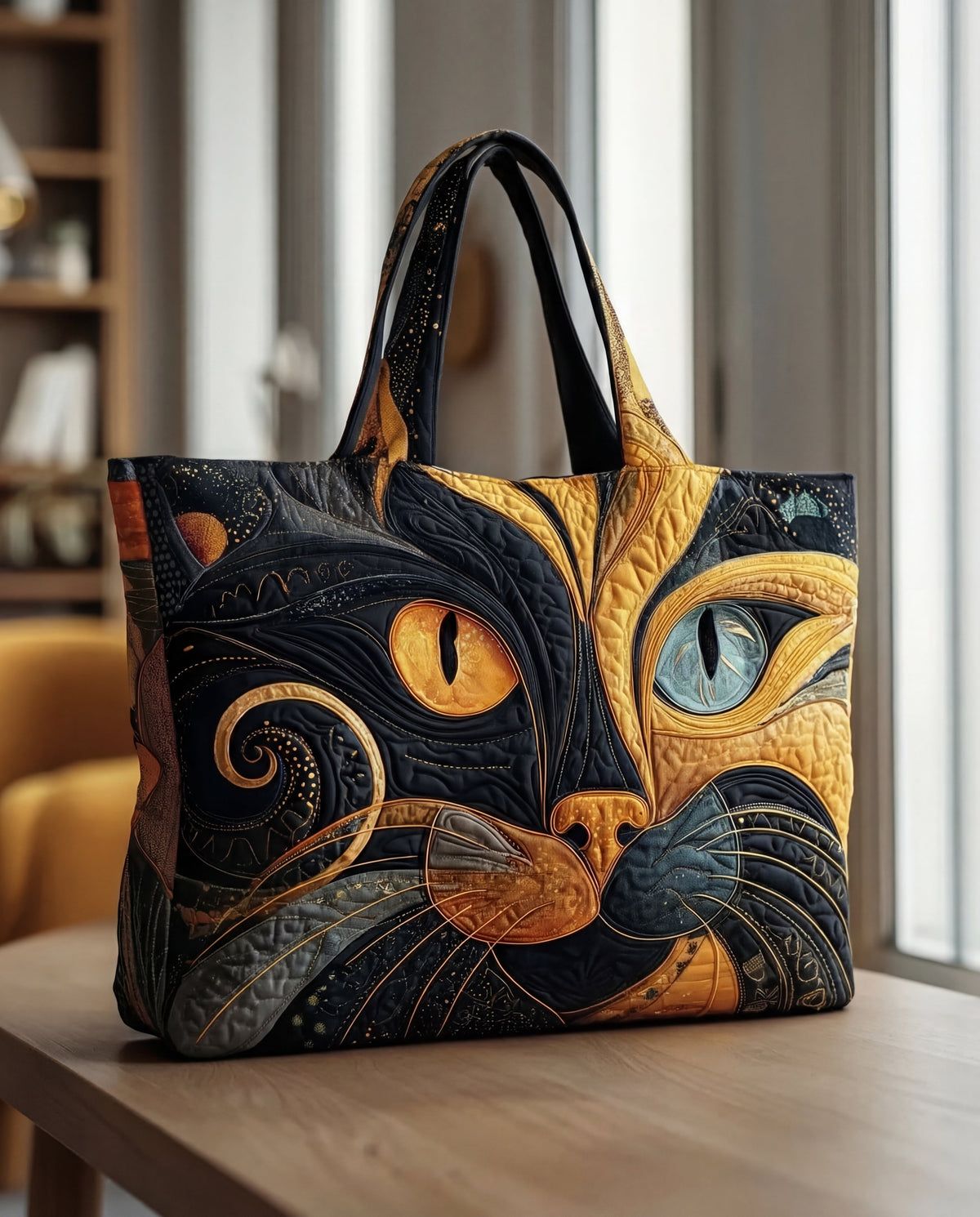Handcrafted Mystical Cat Tote Bag