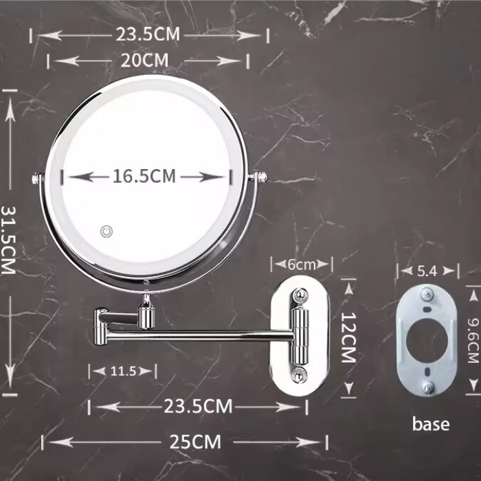 Lighted Makeup Mirror - Touch Control with Dual Magnification