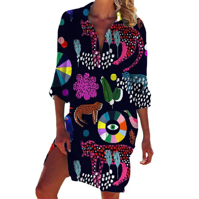 Long Floral Hawaiian Blouse