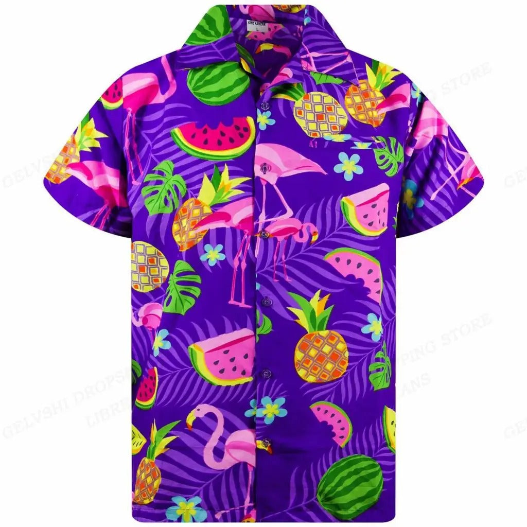 Men's 3D Flamingo Print Hawaiian Shirt