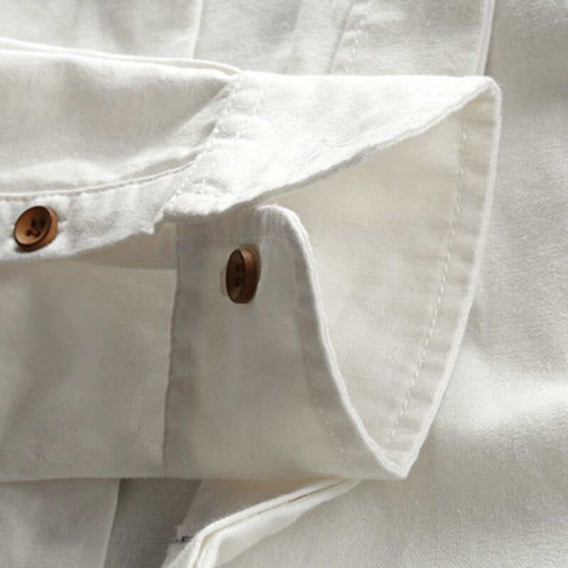 Men's Band Collar Long Sleeve Shirt