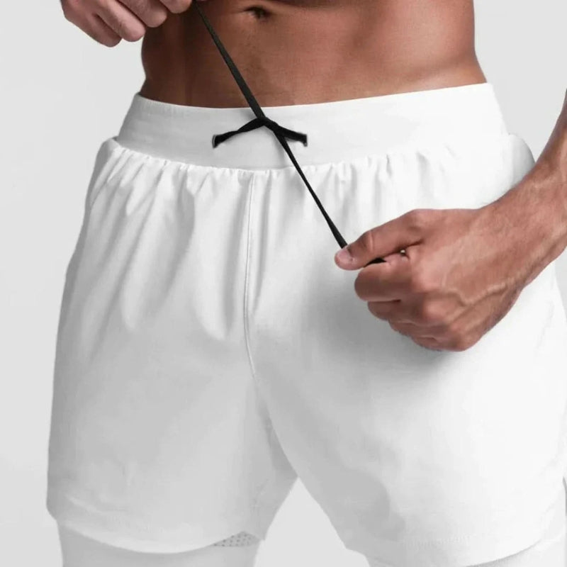 Men's Breathable 2-in-1 Sports Training Shorts with Inner Shorts