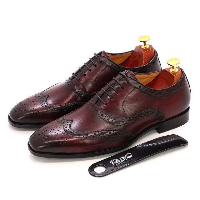 Men's Handcrafted Wingtip Oxford Dress Shoes