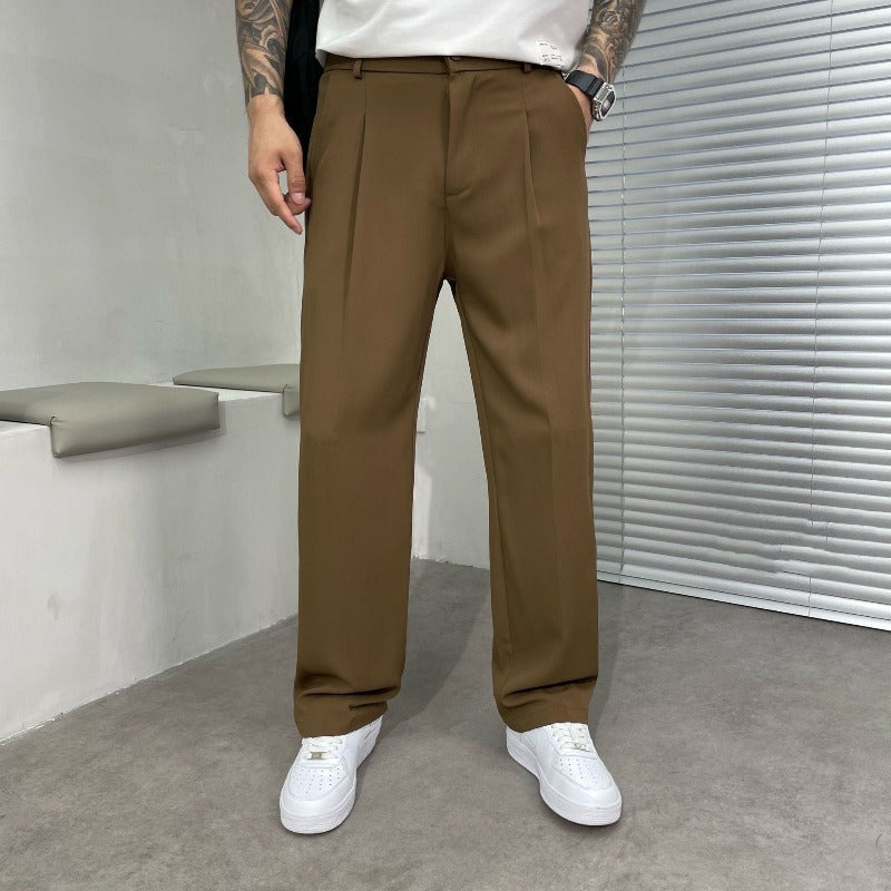 Men's Pleated Wide-Leg Trousers