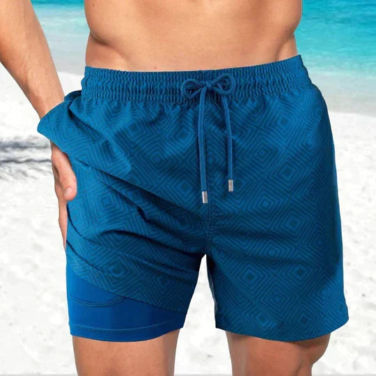 Men's Quick-Dry Swim Shorts with Compression Liner