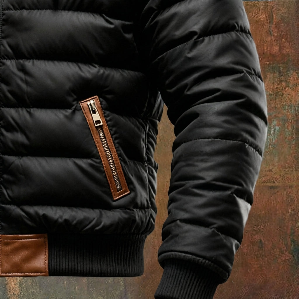 Men's Quilted Hooded Full-Zip Winter Coat