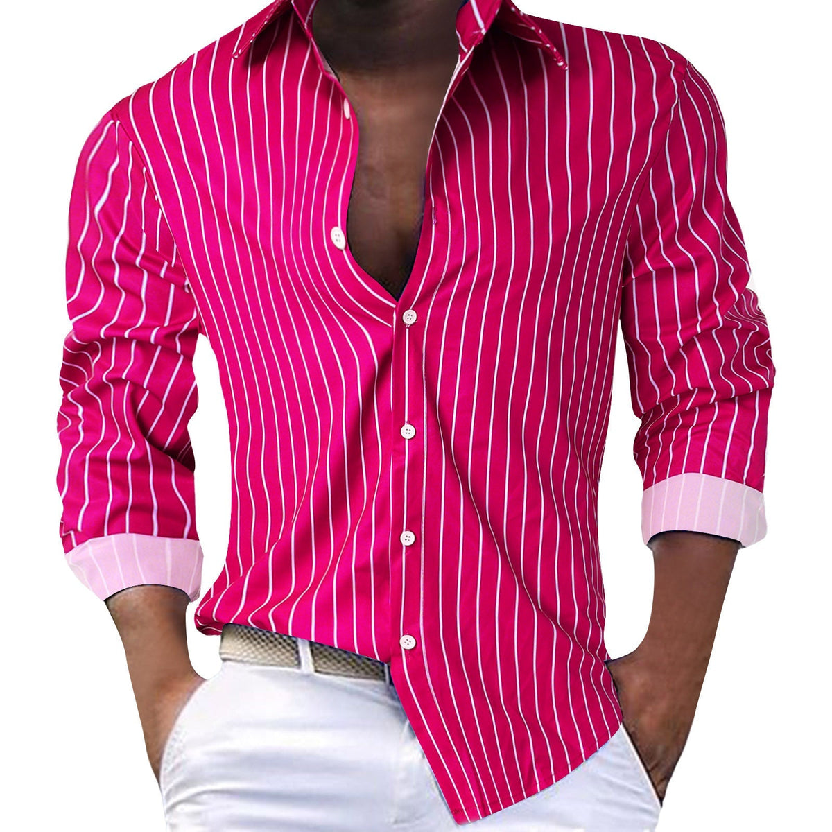 Men's Slim-Fit Shirt with Modern Stripe Pattern