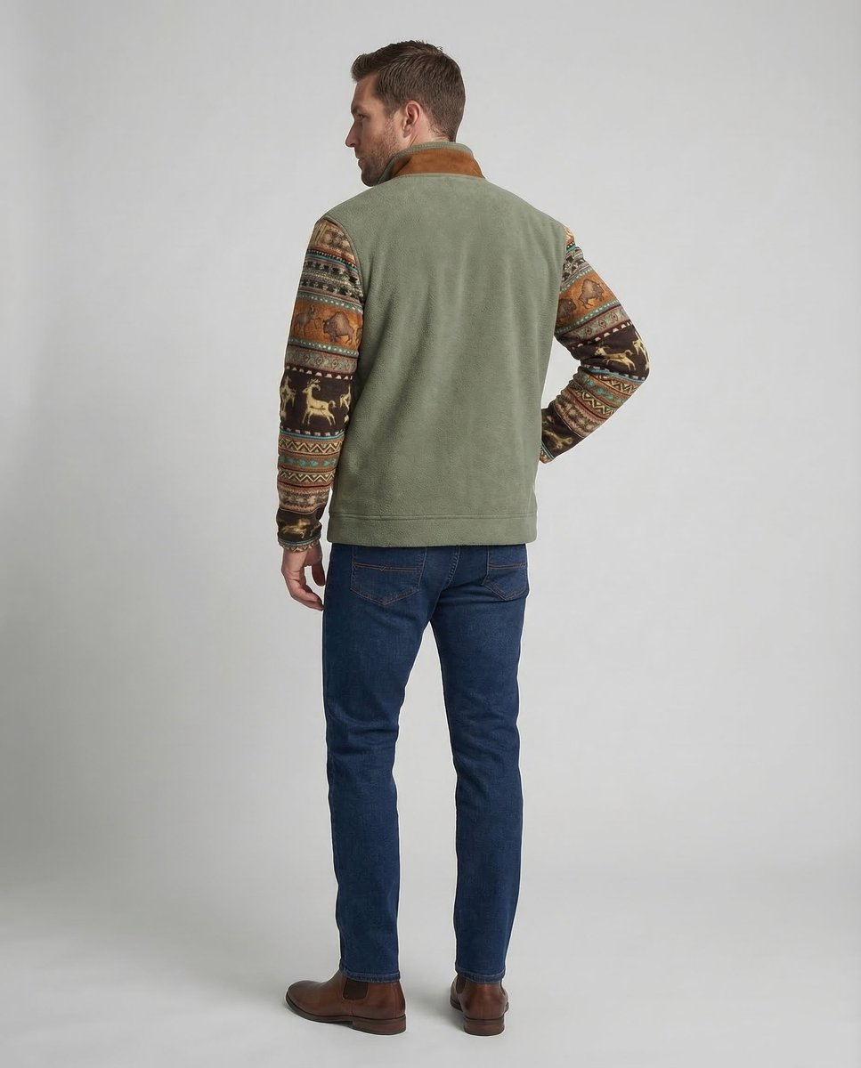 Men's Western Print Full-Zip Jacket