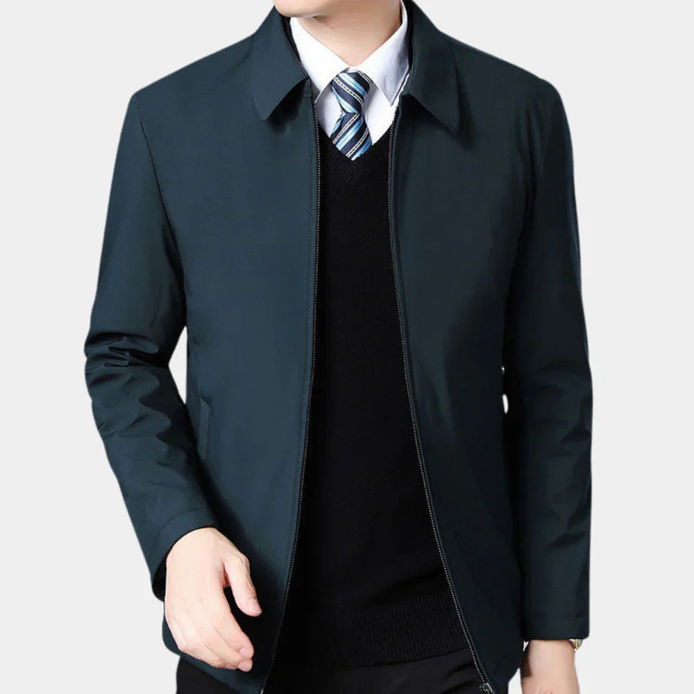Men's Zip-Up Fall Jacket with Classic Collar