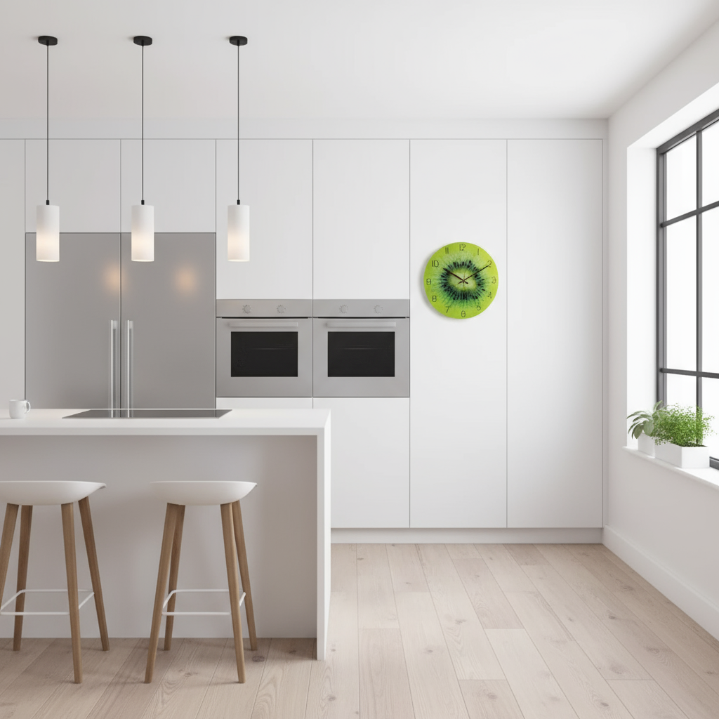 Modern Large Glass Wall Clock – Elegant Minimalist Design for Kitchen and Living Room