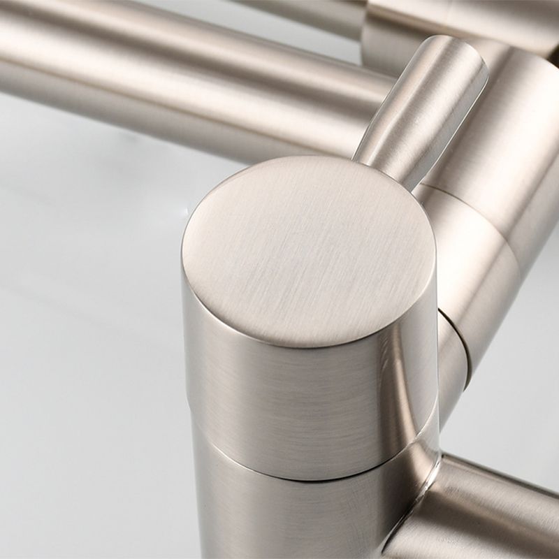 Modern Single-Handle Wall-Mounted Pot Filler Faucet Low-Profile 1-Hole with Pull-Out Spout