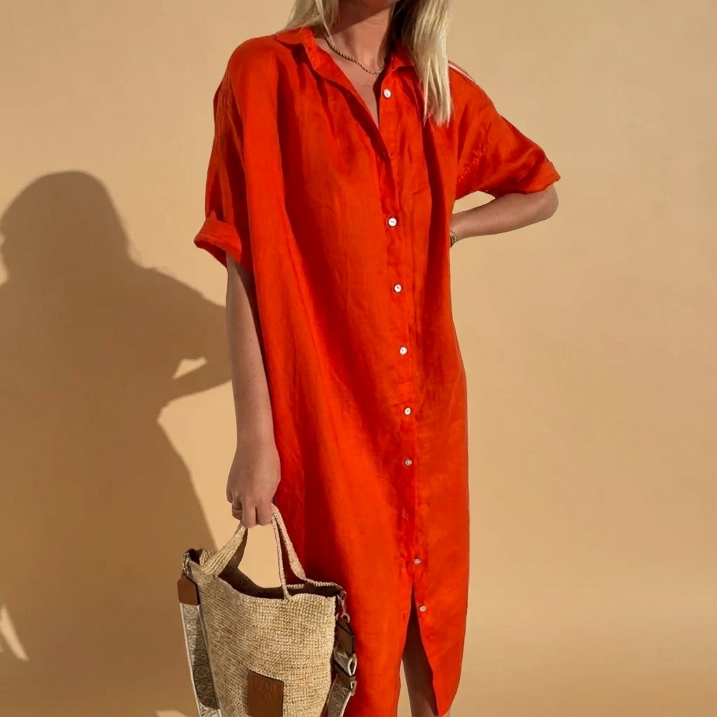 Relaxed Fit Button-Down Shirt Dress