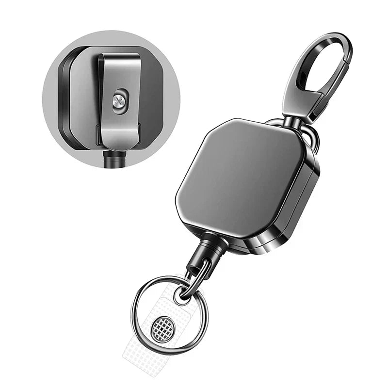 Retractable Metal Carabiner Keychain with Steel Wire Cable – 71.8 cm Badge Reel