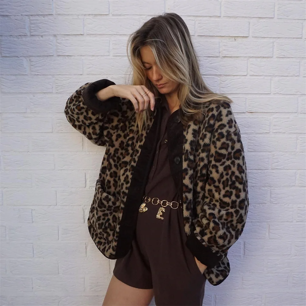 Round Neck Leopard Print Jacket
