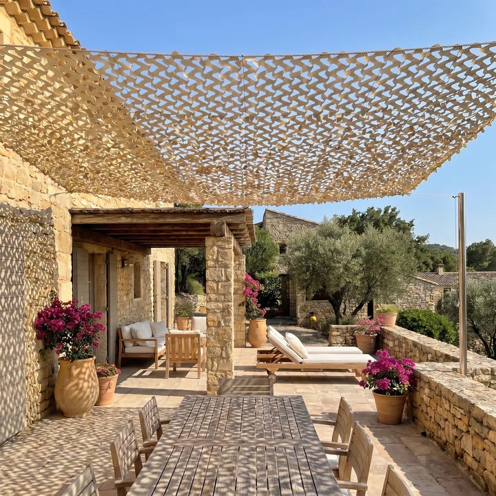 Shade Net for Patio & Pergola — 6 Colors, Breathable Airflow, Hangs in 1 Hour