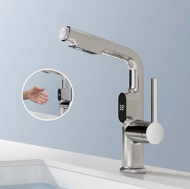 Smart Kitchen Faucet with Copper Finish, LED Display, and 360° Swivel – Ideal for Modern Kitchens with Precise Temperature Control and Easy Installation