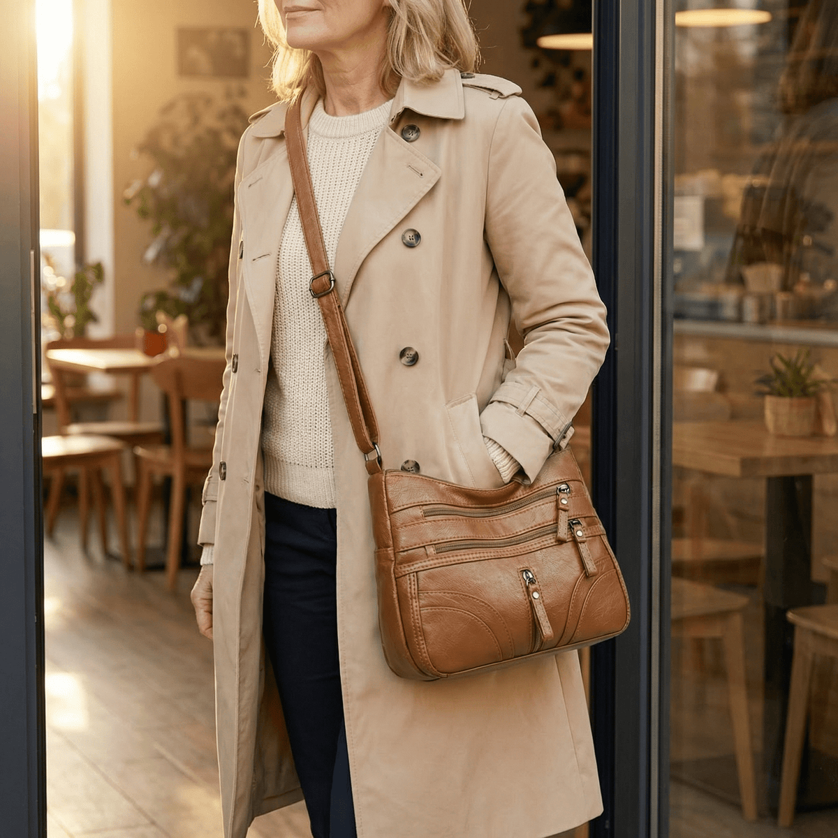 Soft Multi-Pocket Crossbody Bag