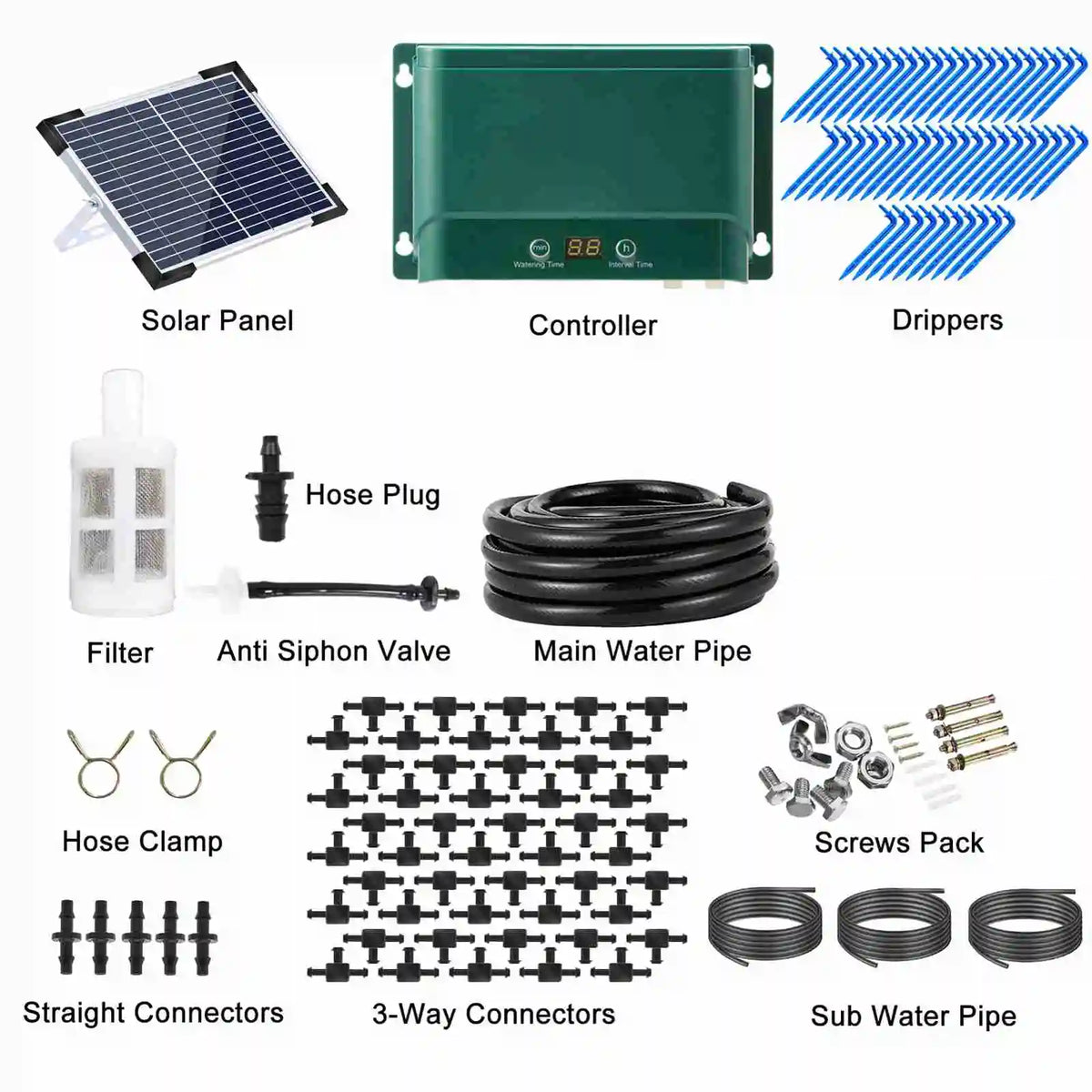 Solar Automatic Drip Irrigation System Kit with 30 Modes & 7 Timers