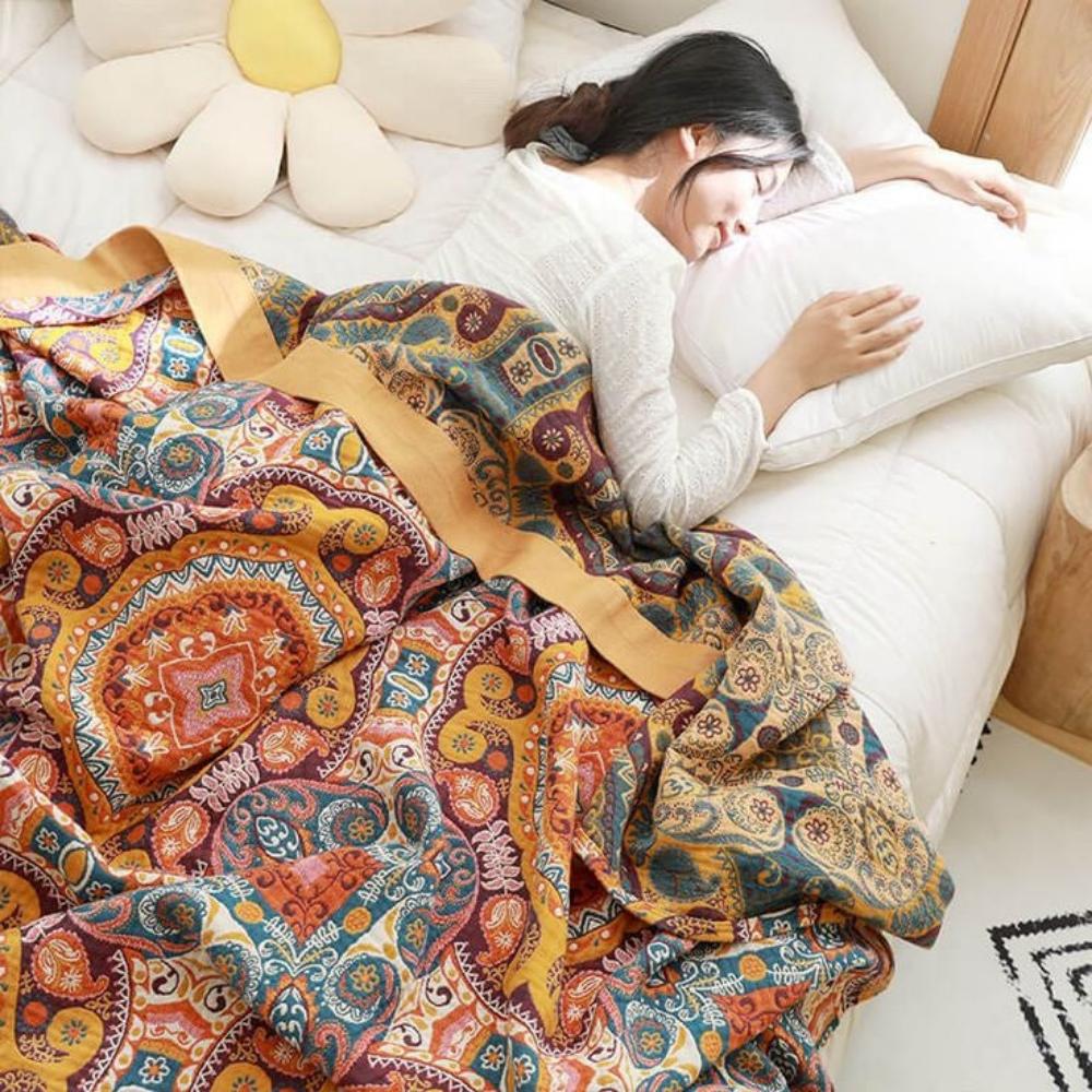 Sunrise Boho-Style Reversible Blanket
