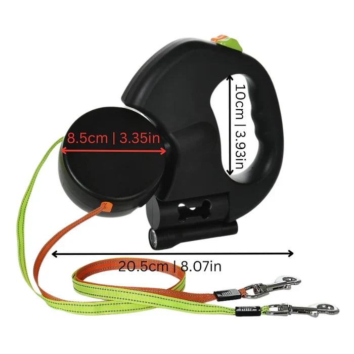 Tangle-Free Dual Dog Leash with LED Light