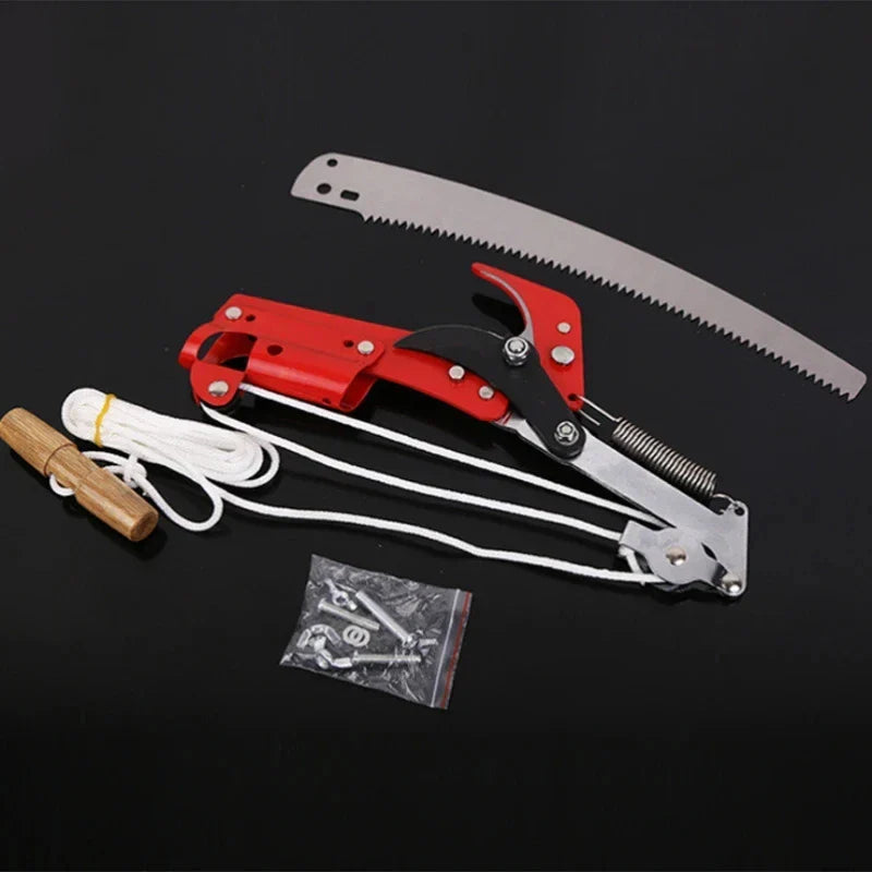 Telescopic Pole Tree Pruner with Rope Pulley System and SK5 Steel Blade for Fruit Trees and High Branches