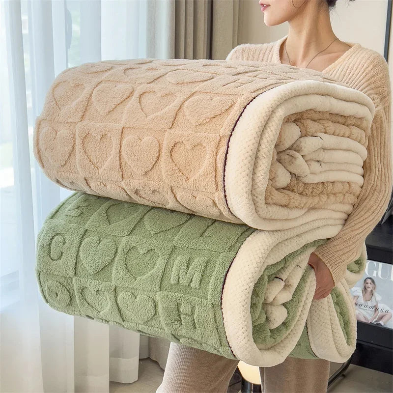 Thick Heart Fleece Blanket