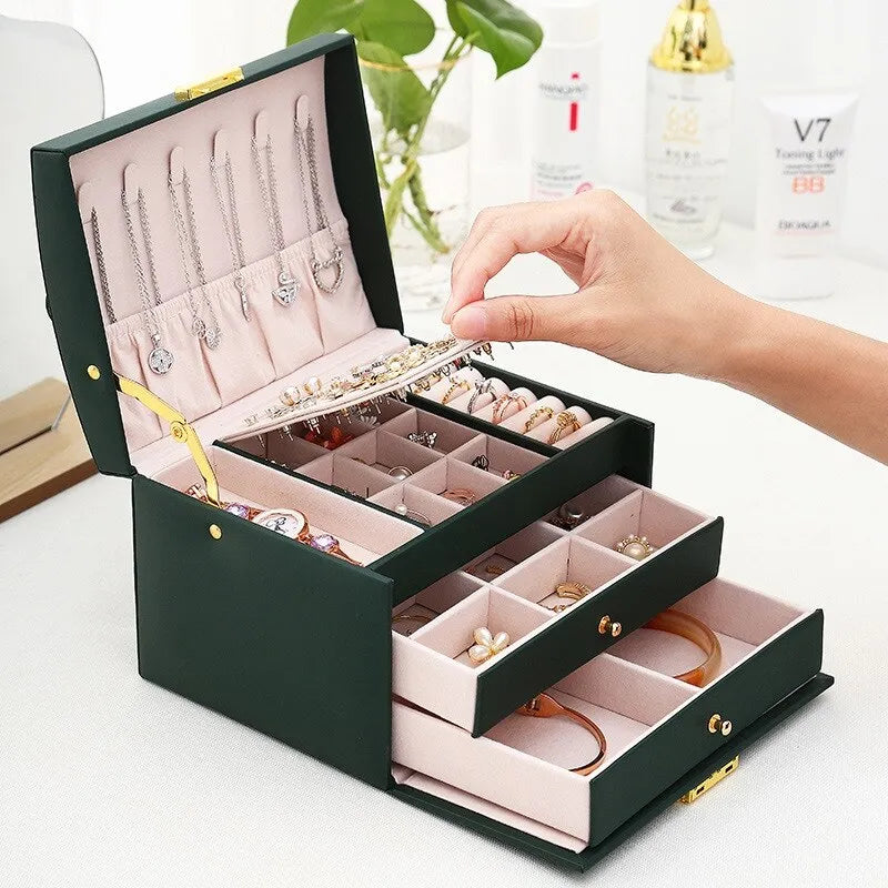 Three-Layer Jewelry Box for Organized Storage