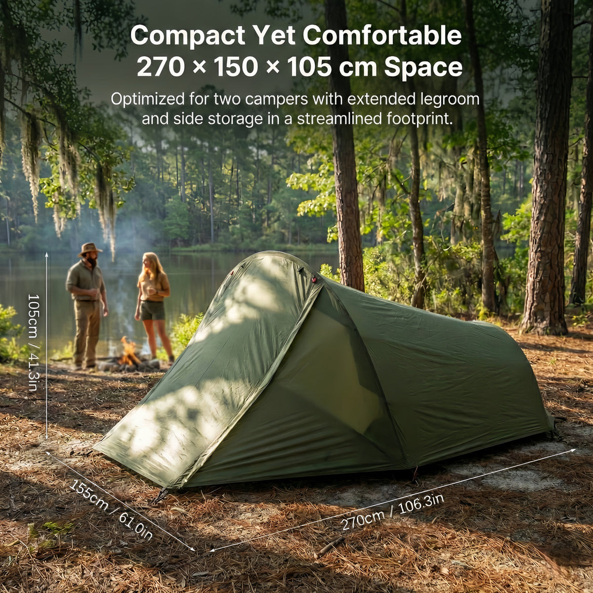 Ultralight 2-Person Backpacking Tunnel Tent, 1.58 kg