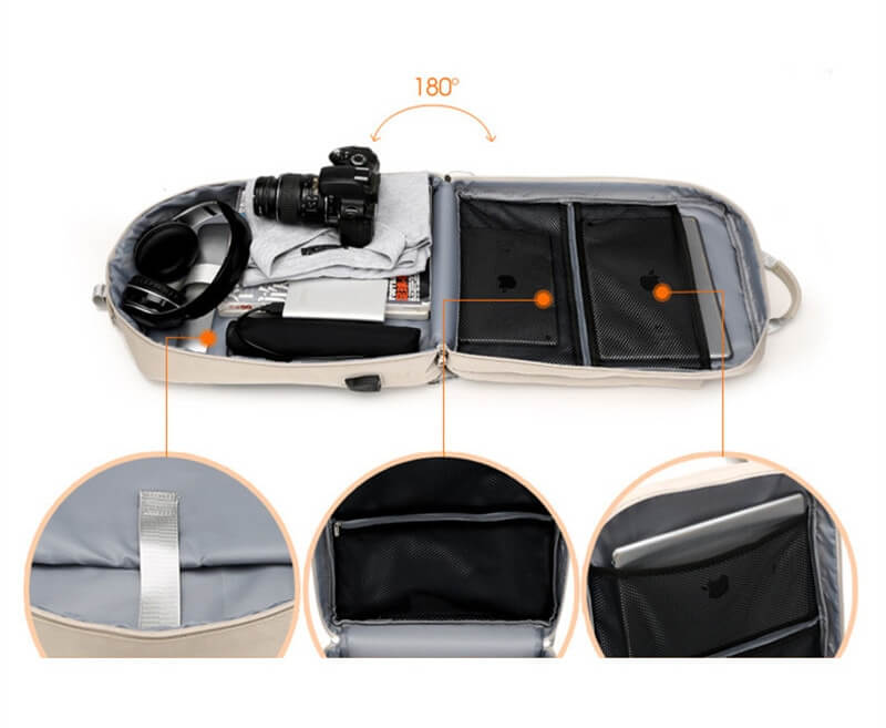 Unisex Anti-Theft Backpack with USB Charging Port and Hidden Zippers