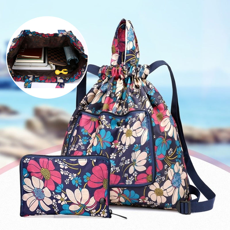 Unisex Foldable Drawstring Backpack with Waterproof Surface