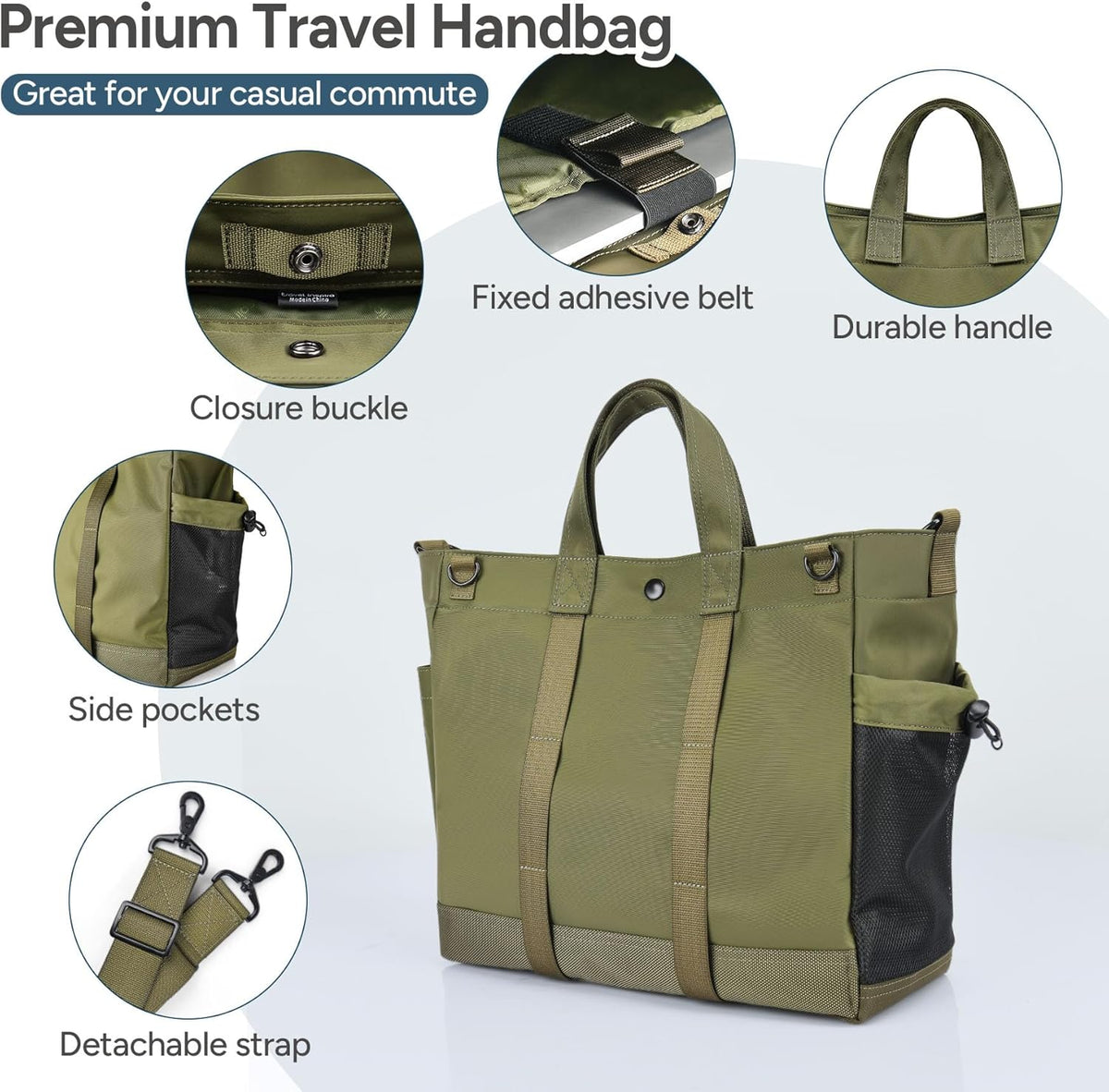 Unisex Laptop Tote Bag with Multiple Compartments and Adjustable Strap