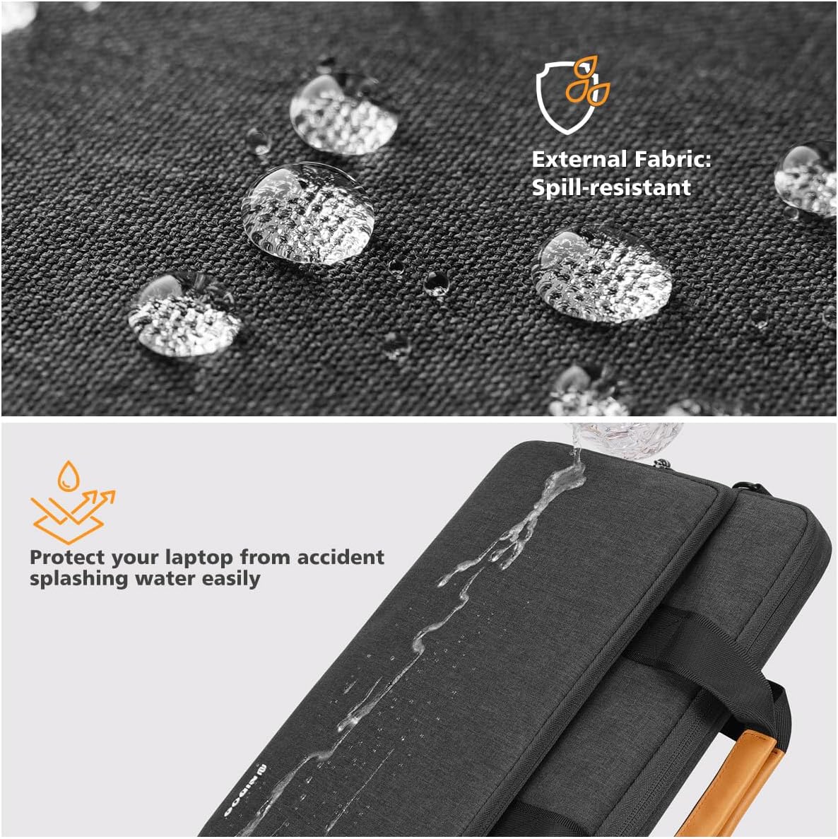 Unisex Water-Resistant Laptop Shoulder Bag with 360° Protection