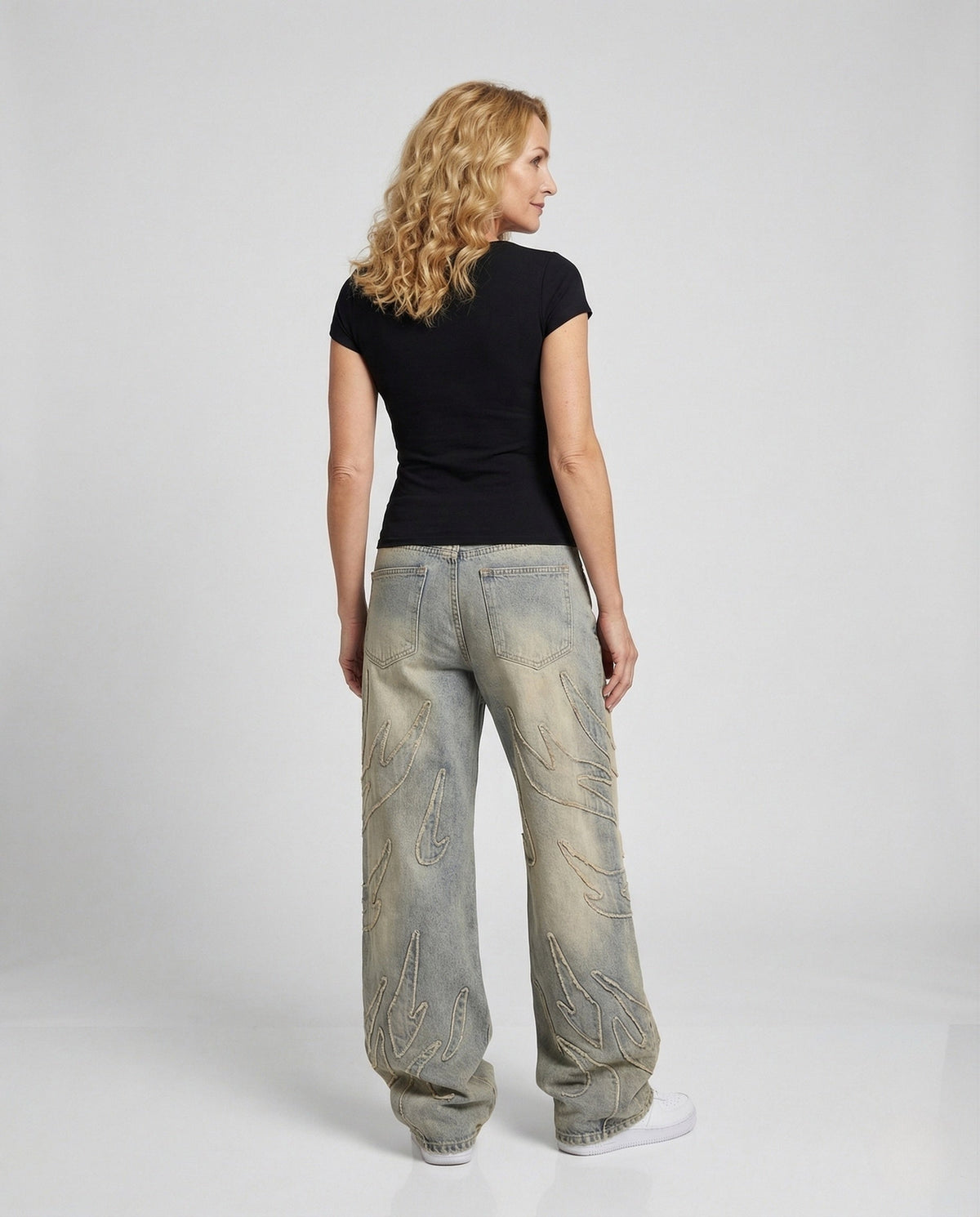 Unisex Wide-Leg Distressed Jeans with Cutouts and Fringe