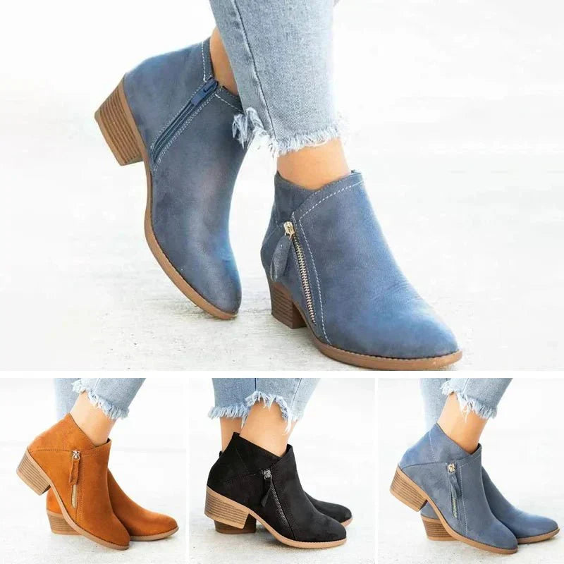 Women's Ankle Boots - Stylish & Comfortable with Zipper
