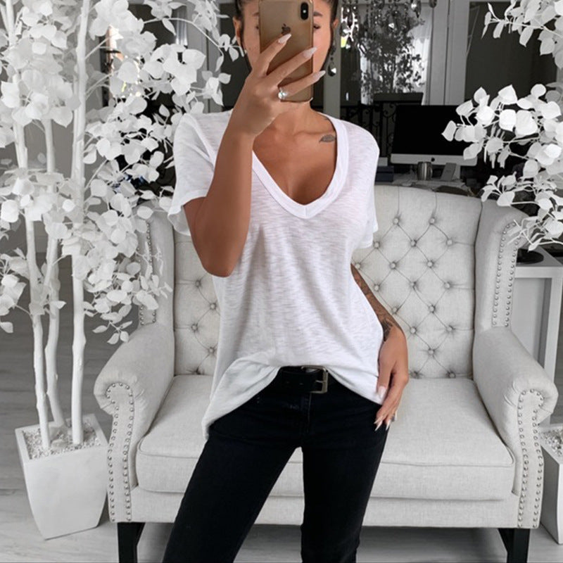Women's Casual Loose Fit V-Neck T-Shirt