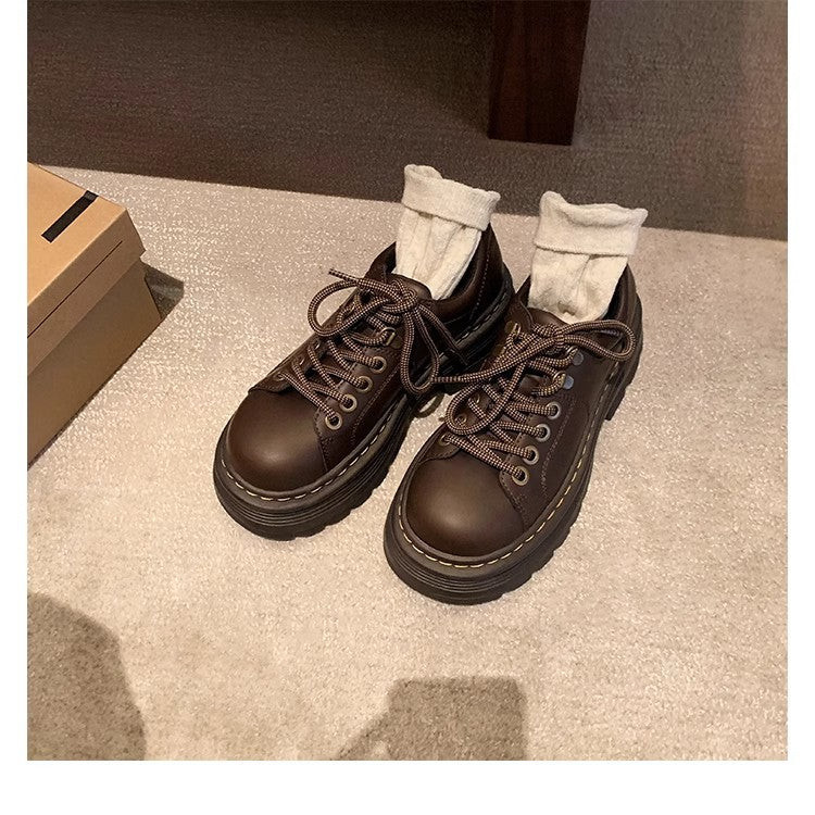 Women's Chunky Lace-Up Shoes with Non-Slip Tread Sole