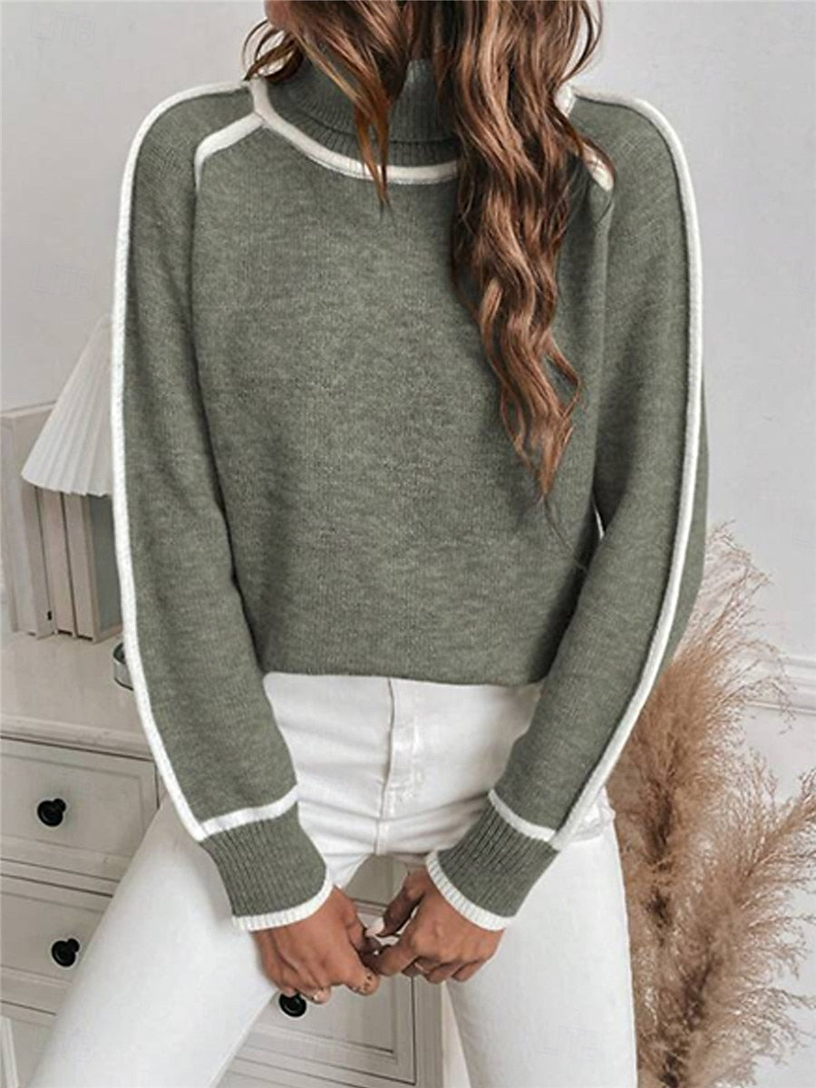 Women's Colorblock Turtleneck Sweater