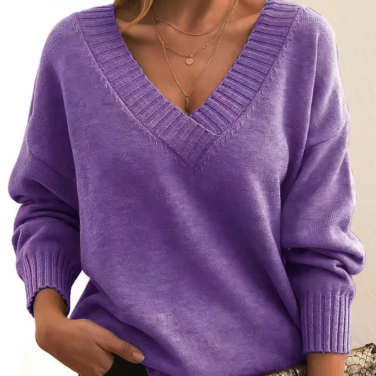 Women's Cozy Winter V-Neck Sweater